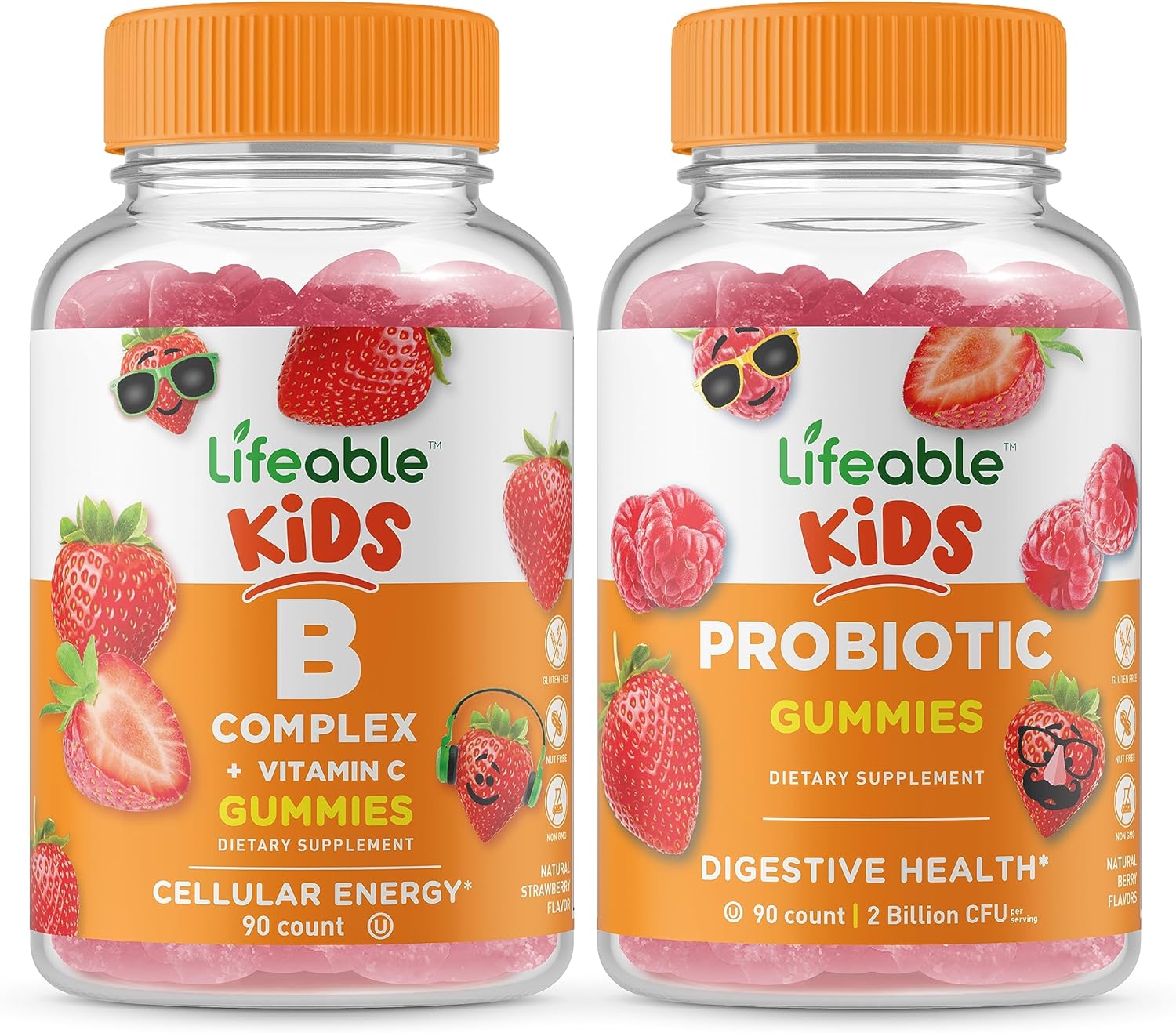 Kids B Complex with Probiotic Gummies Bundle - Tasty Vitamin Supplement for Children, Gluten & GMO Free