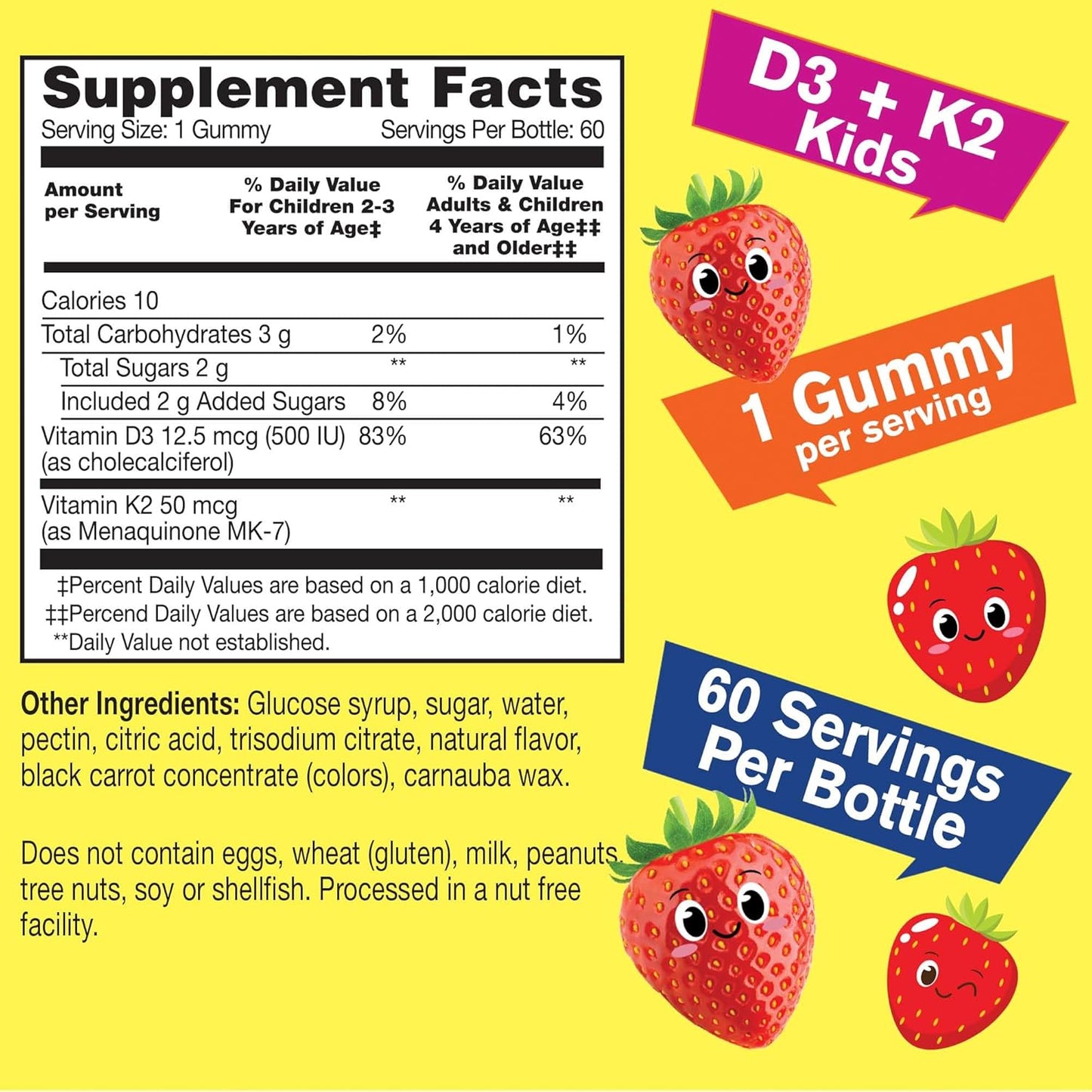 Kids Bundle: Vitamin D3+K2 + Zinc Gummies, 15mg - Gluten & GMO Free Chewable Supplements