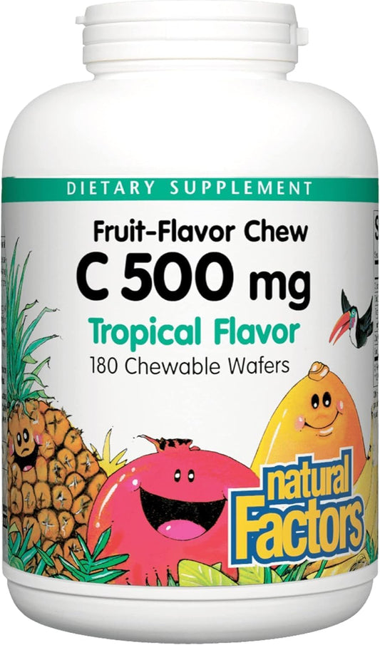 Kids Chewable Vitamin C 500 mg - Tropical Flavor - Immune Health Support - 180 Count
