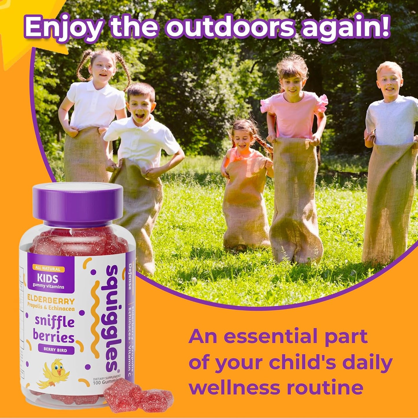 Kids Elderberry Gummies with Bee Propolis & Echinacea for Immune Support - Tasty Chewy Toddler Vitamins, 100 Count - BoostGo Australia