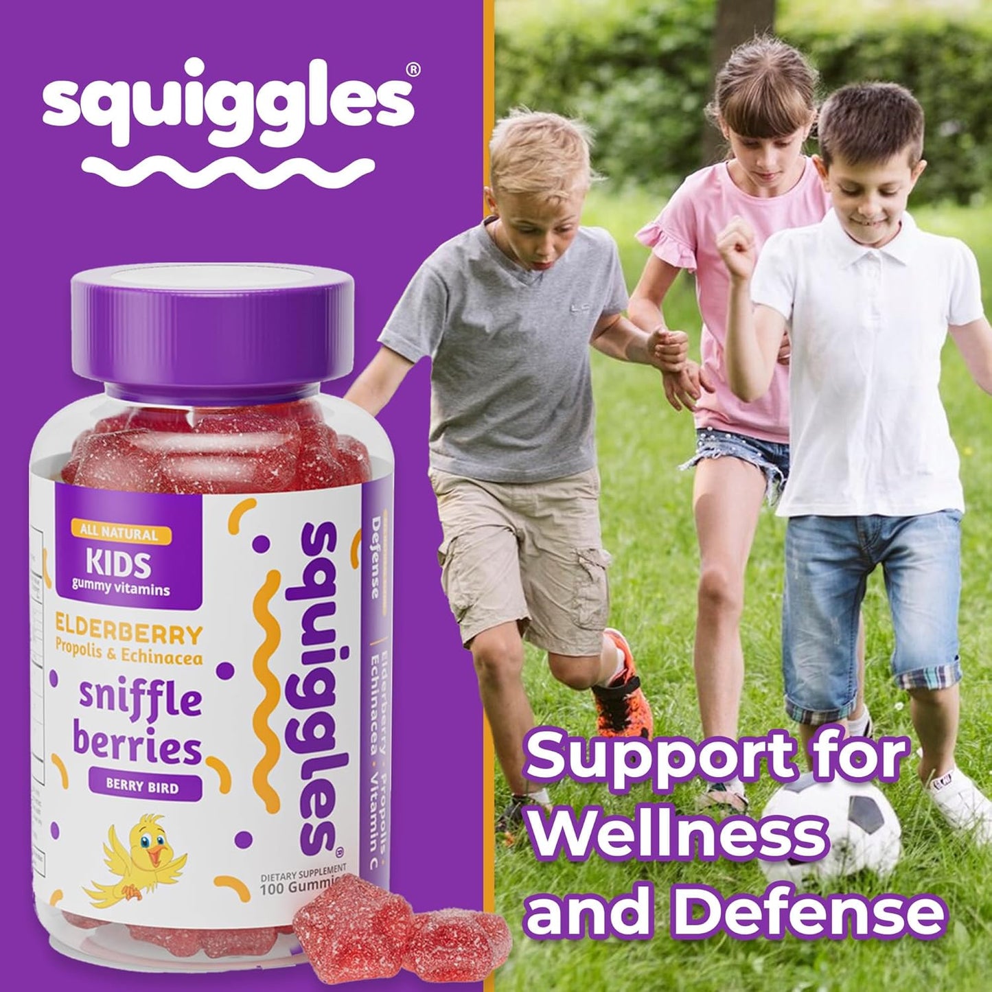 Kids Elderberry Gummies with Bee Propolis & Echinacea for Immune Support - Tasty Chewy Toddler Vitamins, 100 Count - BoostGo Australia