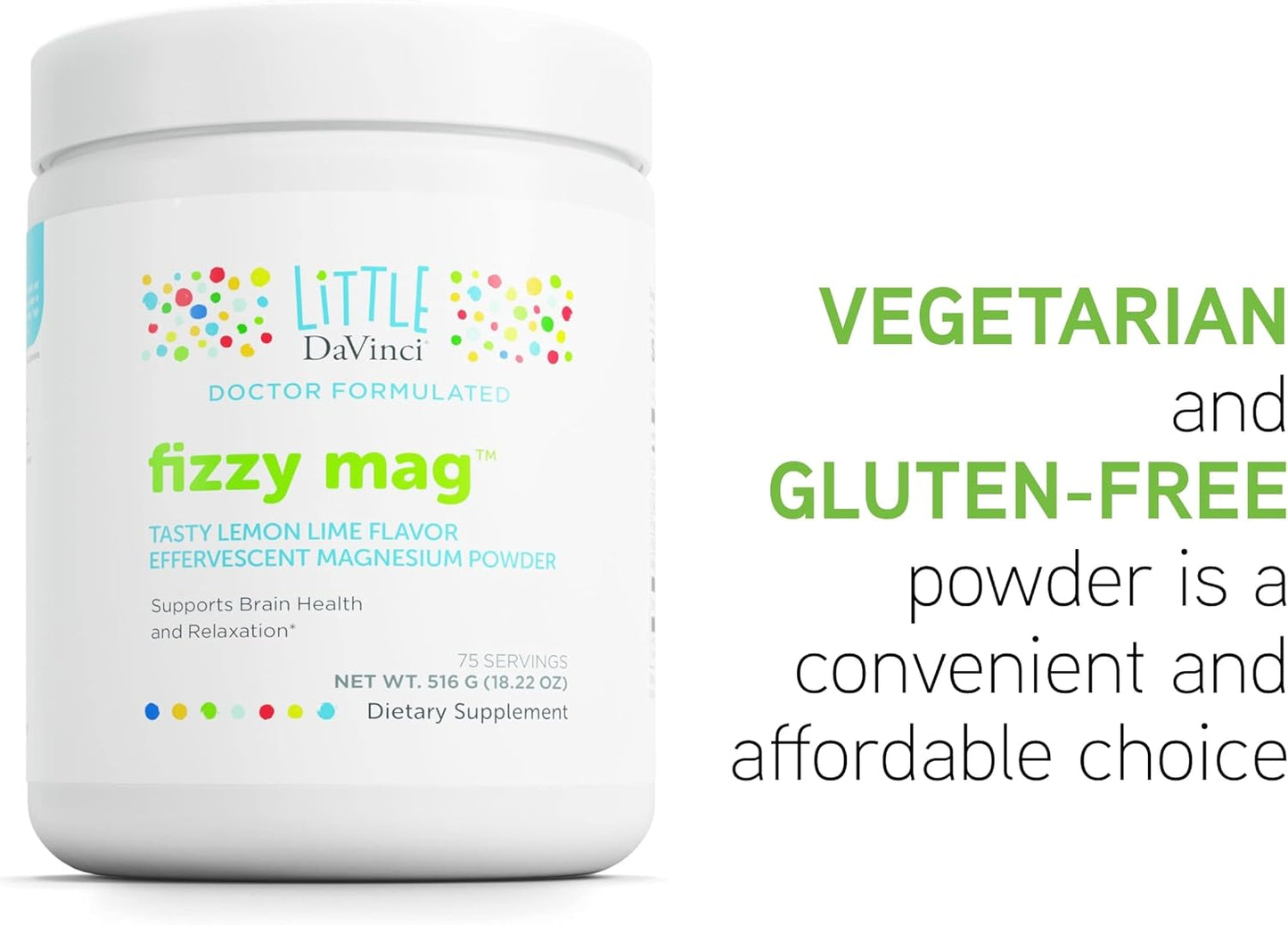 Kids Fizzy Mag: Effervescent Magnesium Supplement for Brain Health, Relaxation, Behavior - Lemon Lime Flavor - 516g - BoostGo Australia