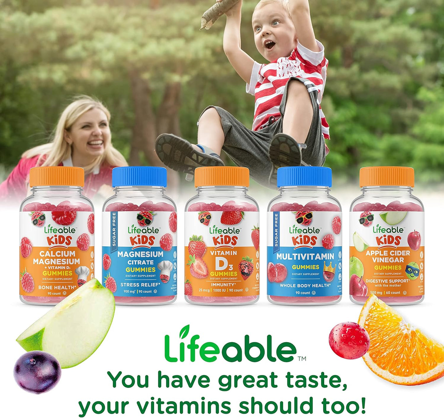 Kids Gummies Bundle: Calcium with Vitamin D and Turmeric Curcumin - Tasty Vitamin Supplement, Gluten & GMO Free