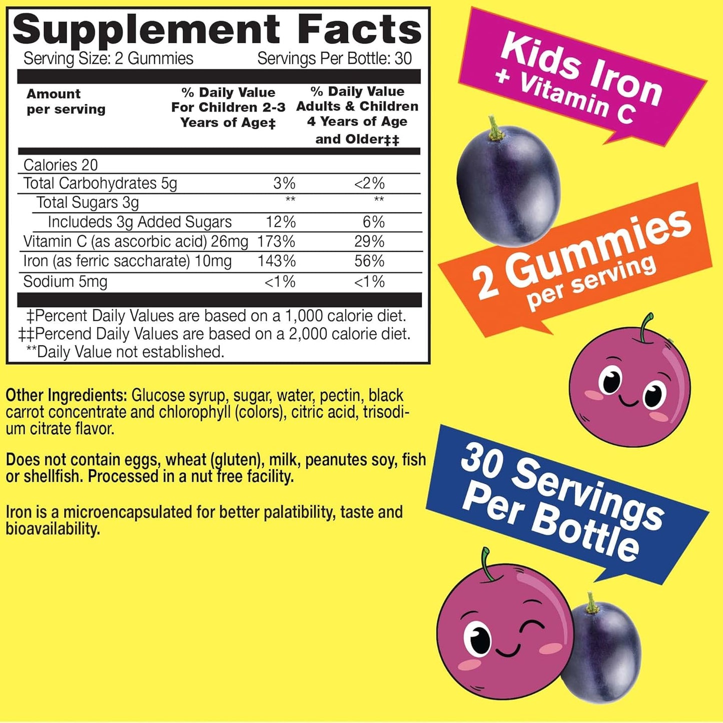 Kids Gummies Bundle with Vitamin D3, K2, Iron, and Vitamin C - Gluten Free, GMO Free, Chewable Gummy Supplement for Children