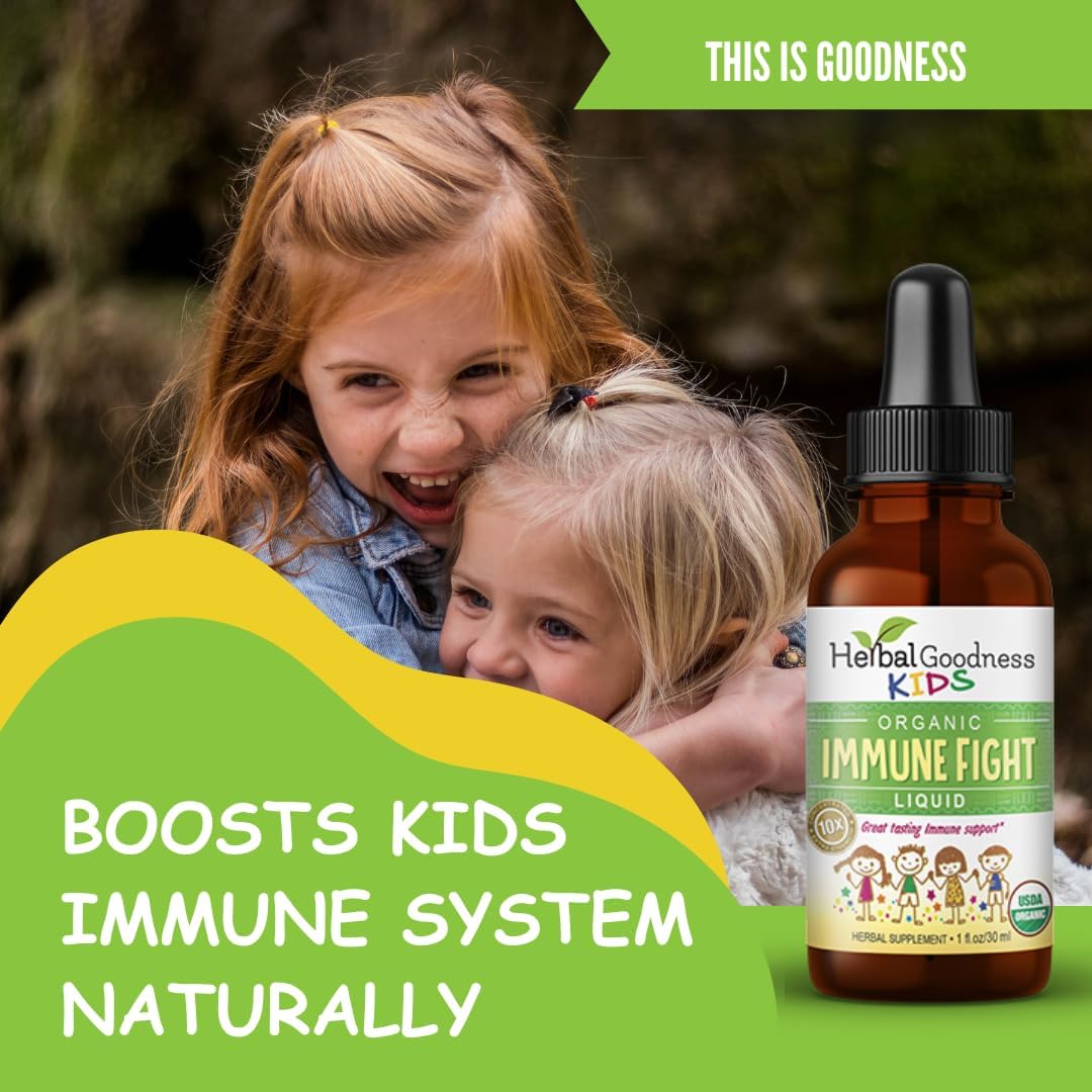 Kids Herbal Immune Support Drops with Ashwagandha & Turmeric - Natural Immune Booster for Kids - Non-GMO & Made in USA