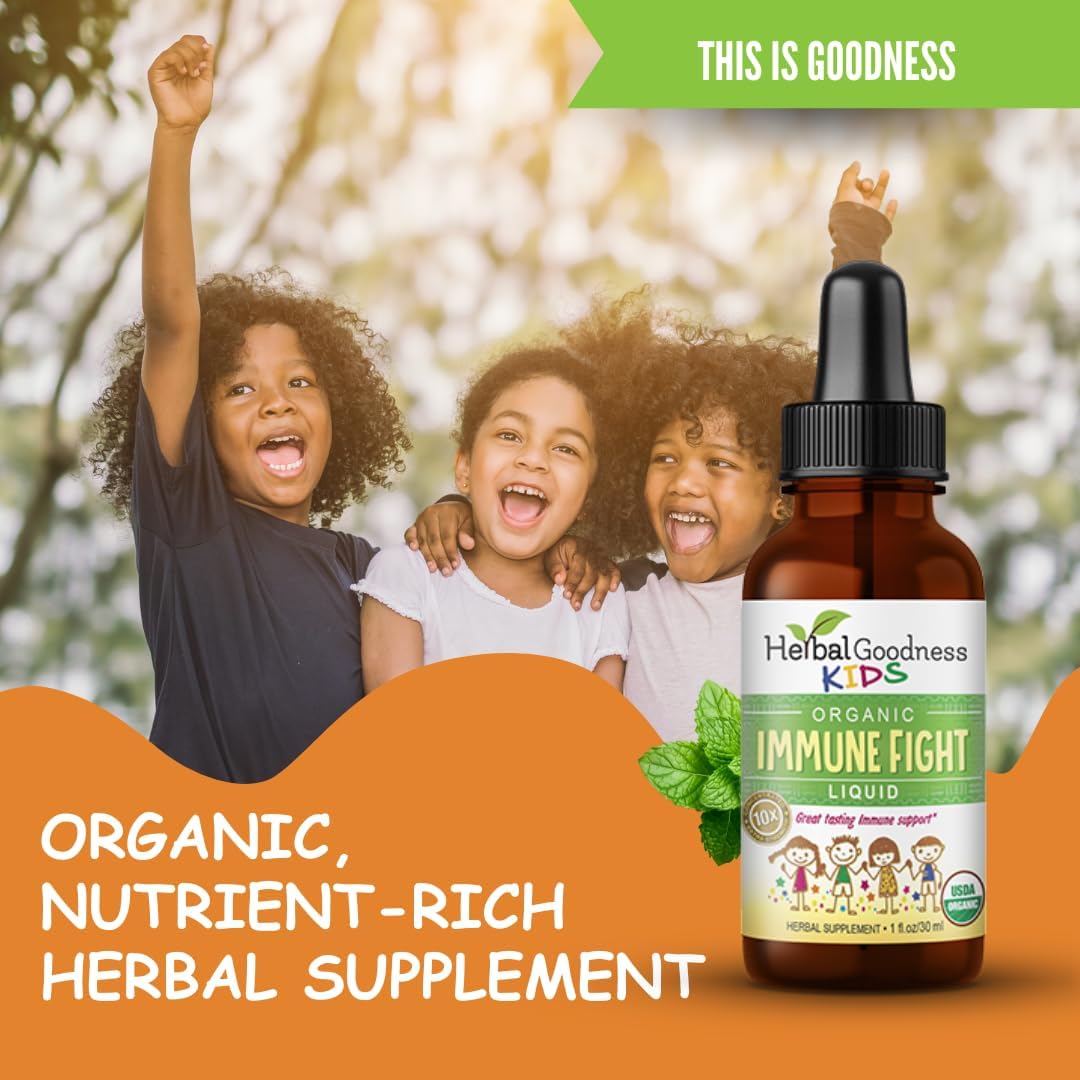 Kids Herbal Immune Support Drops with Ashwagandha & Turmeric - Natural Immune Booster for Kids - Non-GMO & Made in USA