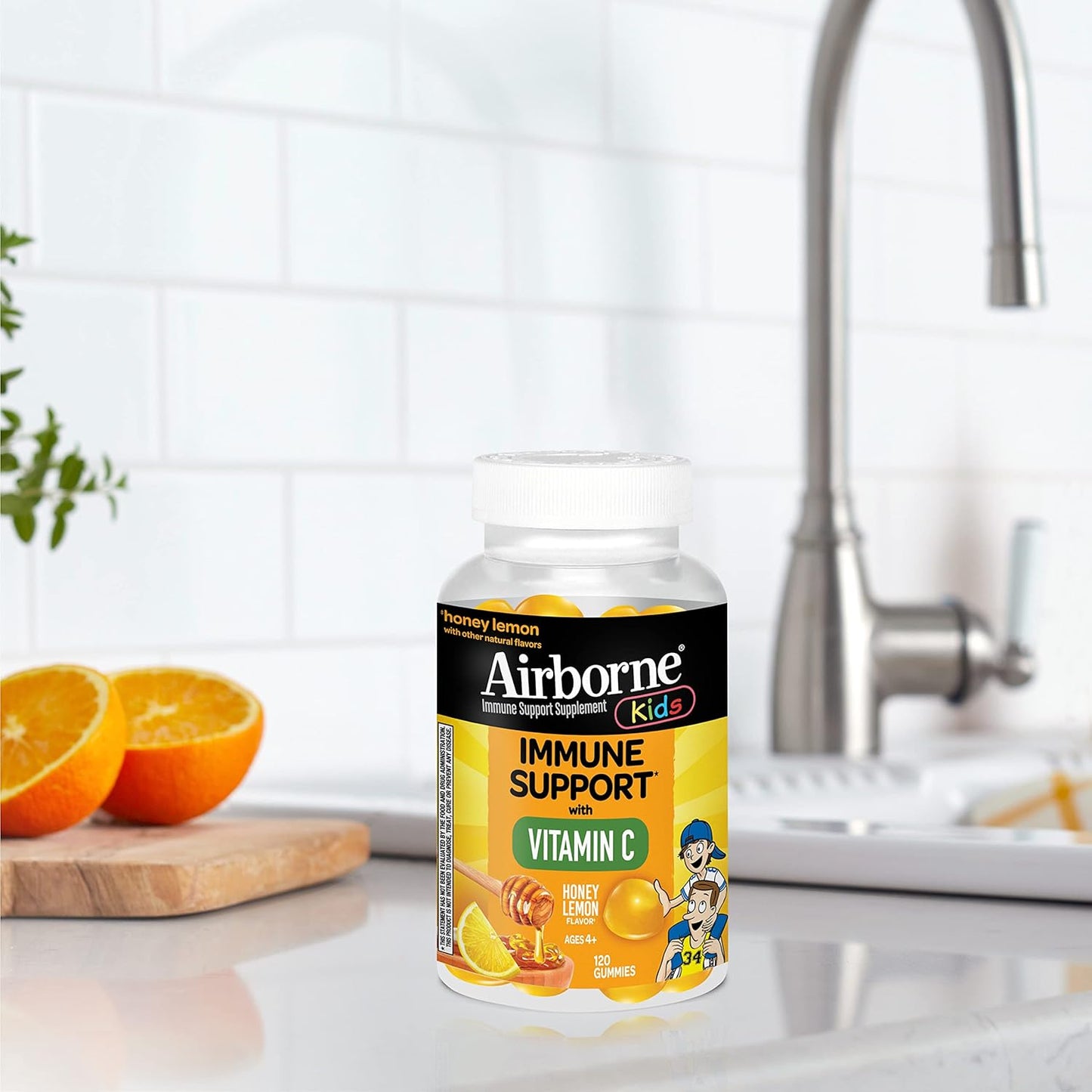 Kids Immune Support Gummies with Vitamin C & Zinc - 120 Honey Lemon Flavored Gummies, Antioxidants Vitamins C & E for Kids