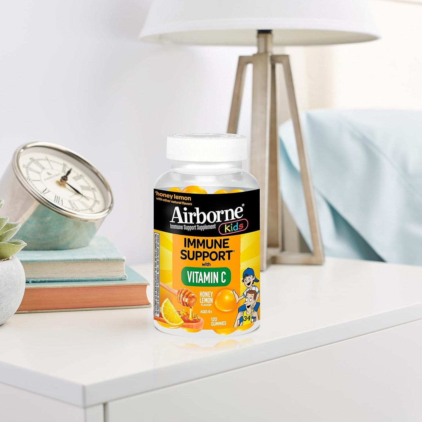 Kids Immune Support Gummies with Vitamin C & Zinc - 120 Honey Lemon Flavored Gummies, Antioxidants Vitamins C & E for Kids