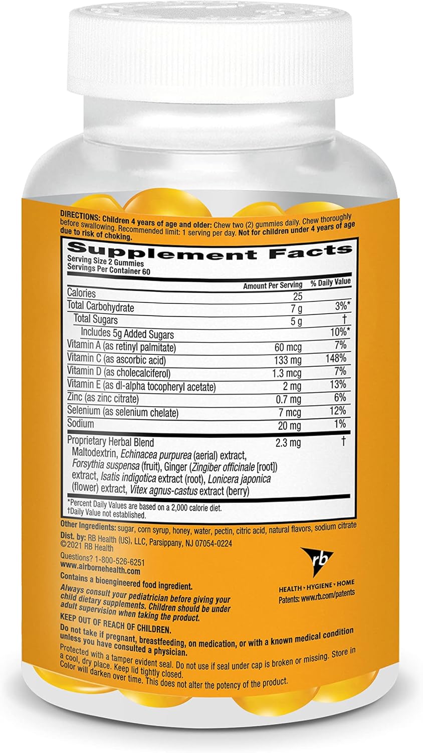 Kids Immune Support Gummies with Vitamin C & Zinc - 120 Honey Lemon Flavored Gummies, Antioxidants Vitamins C & E for Kids