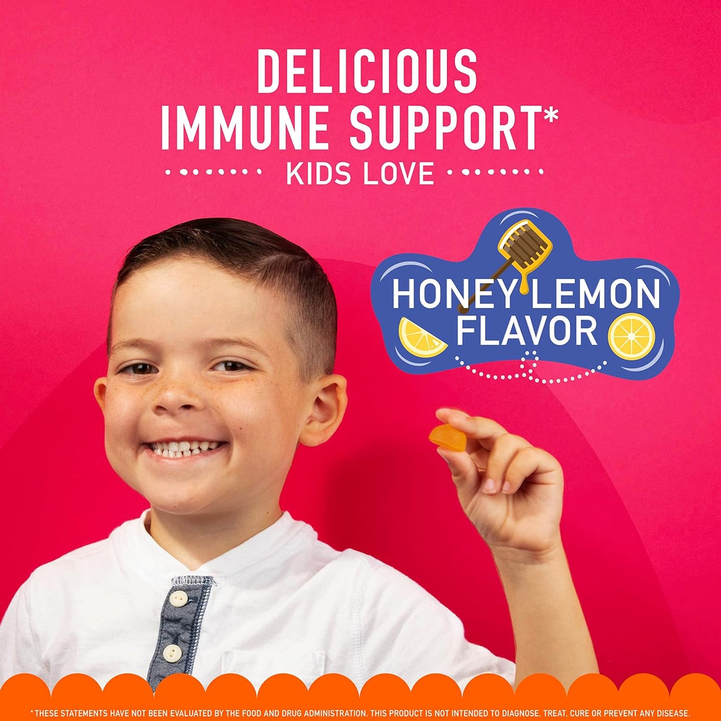 Kids Immune Support Gummies with Vitamin C & Zinc - 120 Honey Lemon Flavored Gummies, Antioxidants Vitamins C & E for Kids