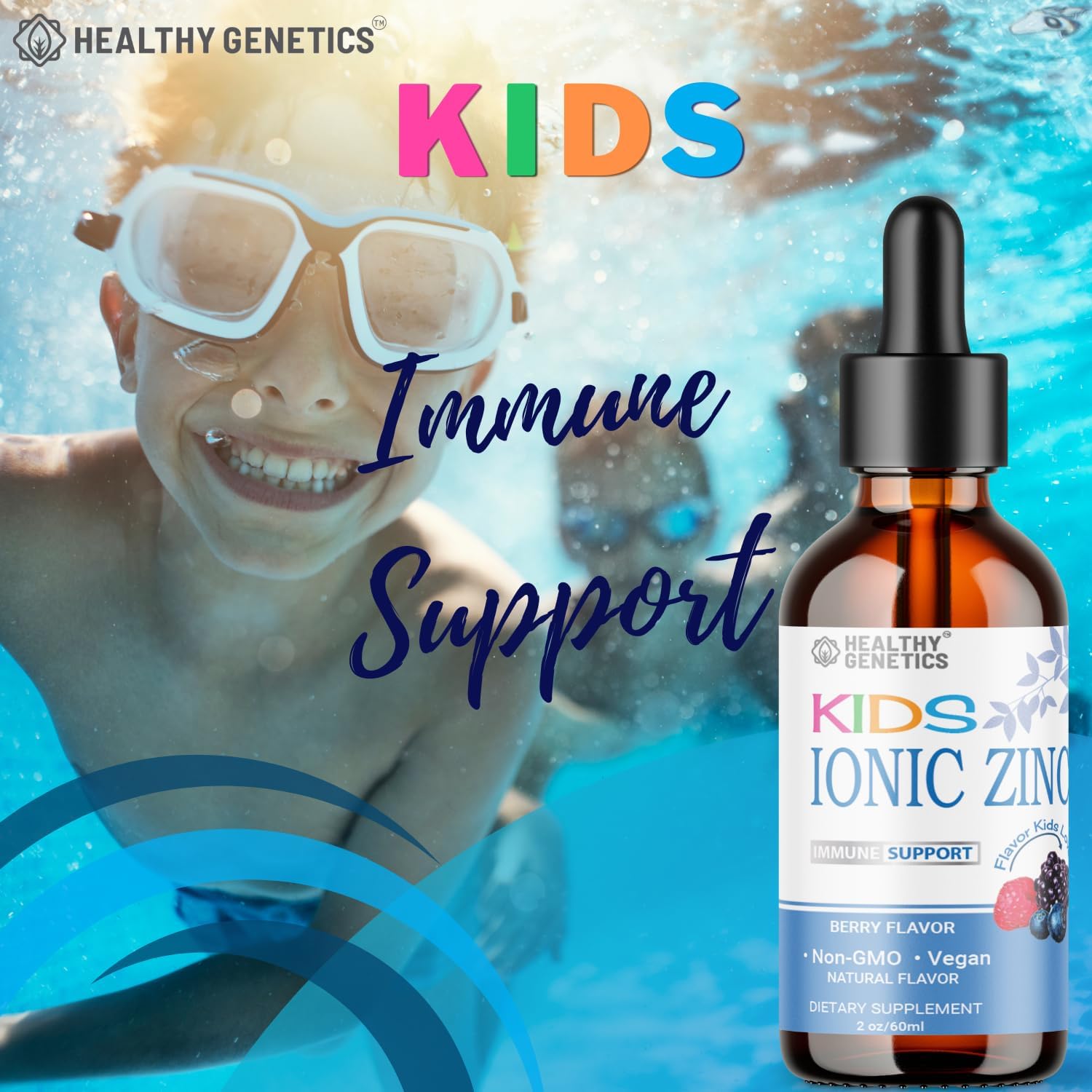 Kids Ionic Liquid Zinc Drops - 30 Day Supply for Immunity, Mood, Brain, Thyroid - 2 Oz Zinc Sulfate Formula
