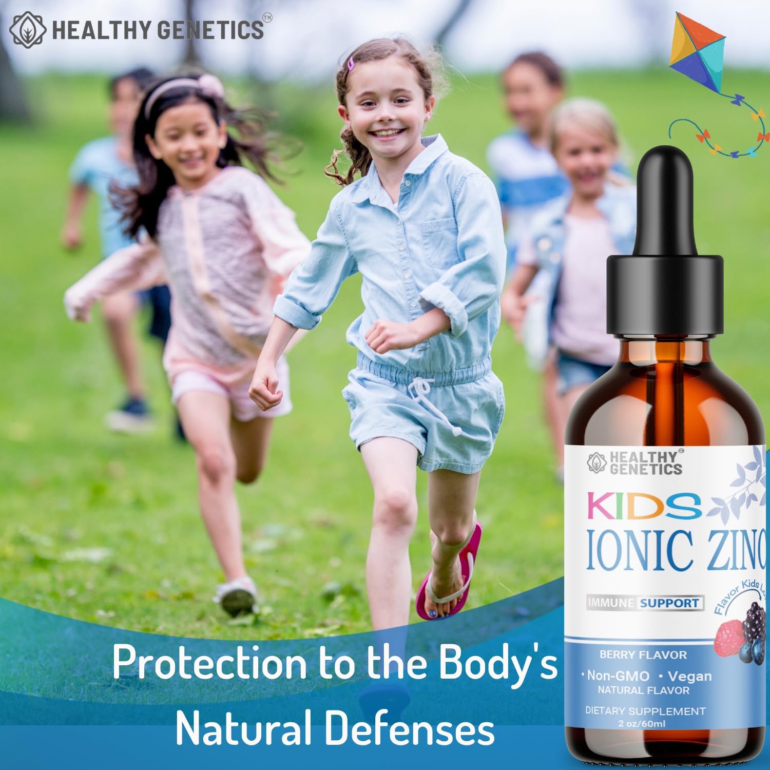 Kids Ionic Liquid Zinc Drops - 30 Day Supply for Immunity, Mood, Brain, Thyroid - 2 Oz Zinc Sulfate Formula