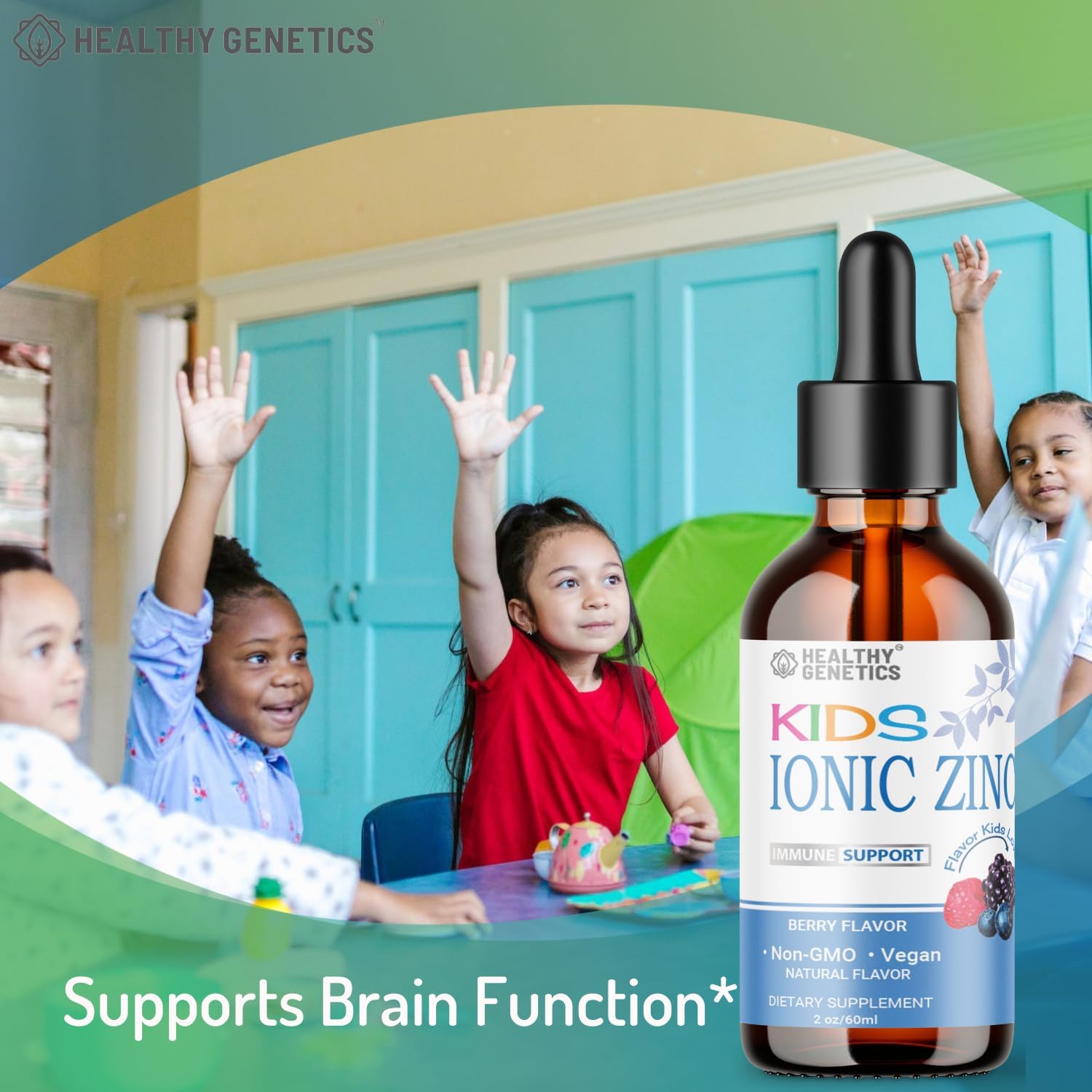 Kids Ionic Liquid Zinc Drops - 30 Day Supply for Immunity, Mood, Brain, Thyroid - 2 Oz Zinc Sulfate Formula