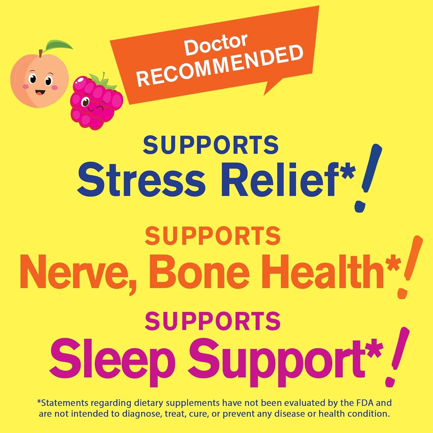 Kids Magnesium Citrate Gummies - Chewable Stress Relief & Calm Support (2 Pack) - Non-GMO, Gluten Free - 60 Natural Flavored Gummies