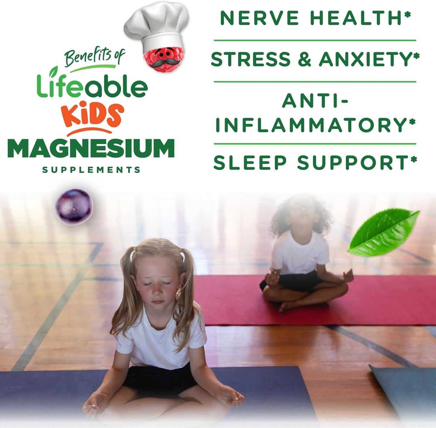 Kids Magnesium Gummies | 900mg Magnesium Citrate | Gluten-Free Stress Relief | Muscle Support Chewables | 90 Gummies