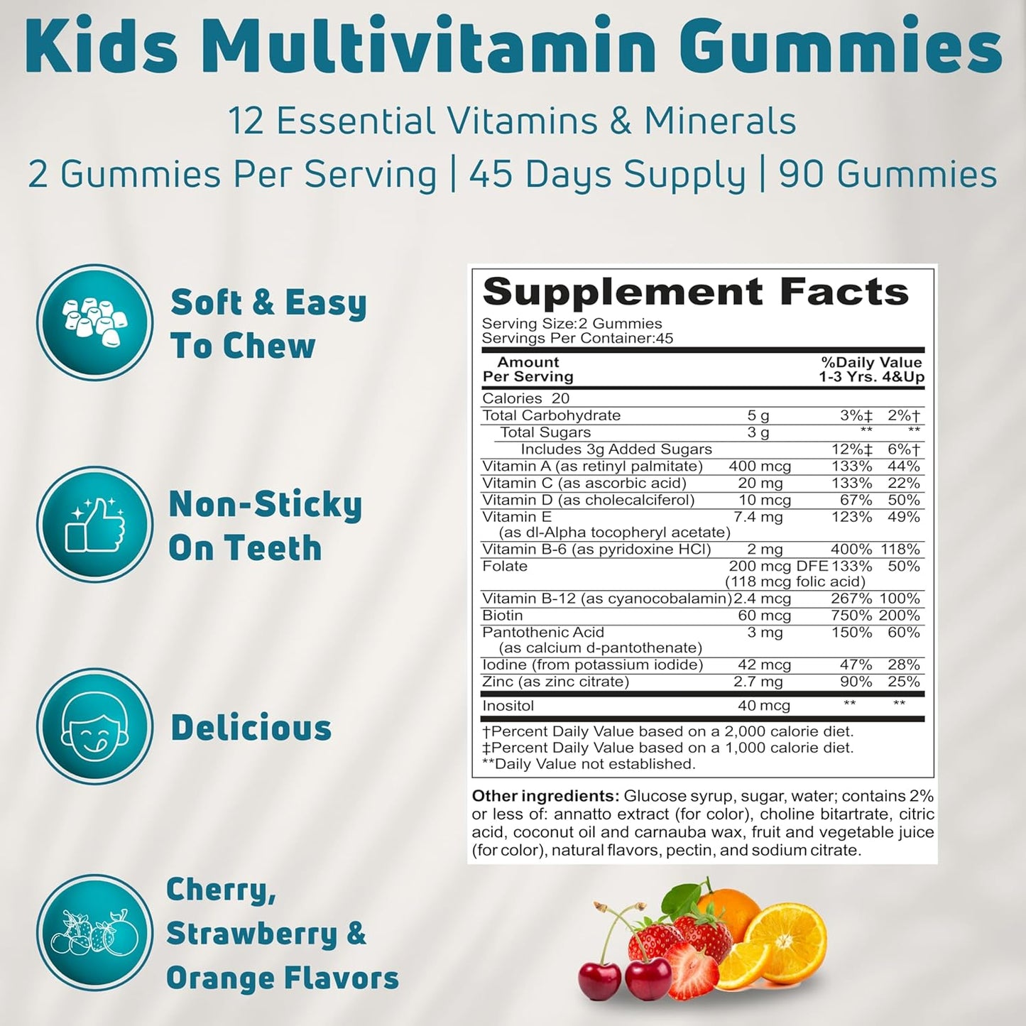 Kids Multivitamin Gummies - Vegetarian, Gluten-Free, Gelatin-Free - 45 Day Supply - Immune Support & Wellness - BoostGo Australia
