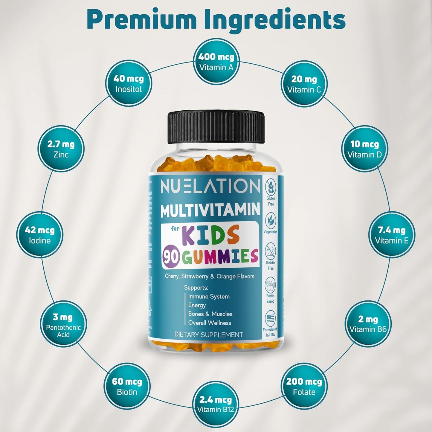 Kids Multivitamin Gummies - Vegetarian, Gluten-Free, Gelatin-Free - 45 Day Supply - Immune Support & Wellness - BoostGo Australia