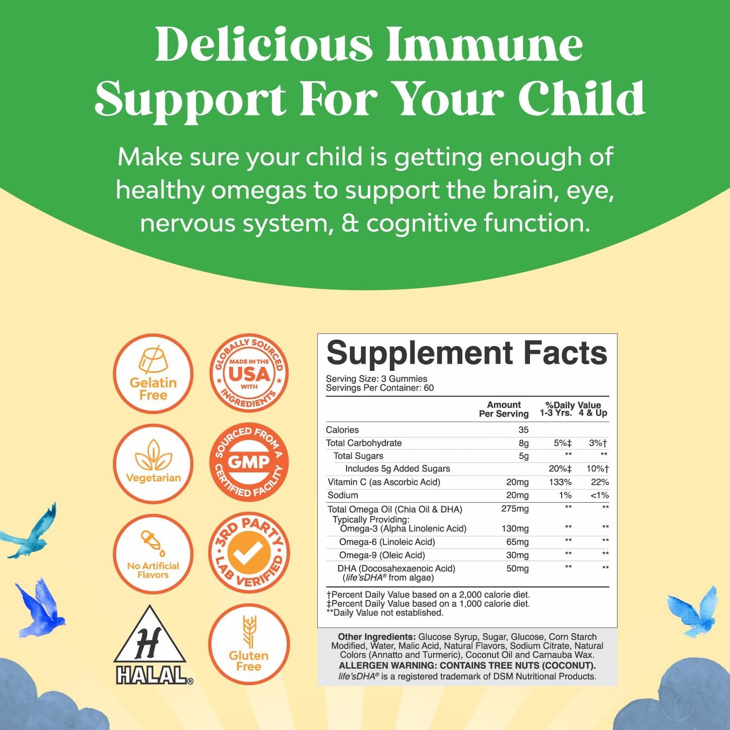 Kids' Plant-Based Omega 3 & Elderberry Gummies Bundle for Vision, Immunity, and Focus - with Zinc and Vitamin C for Immune Support - BoostGo Australia