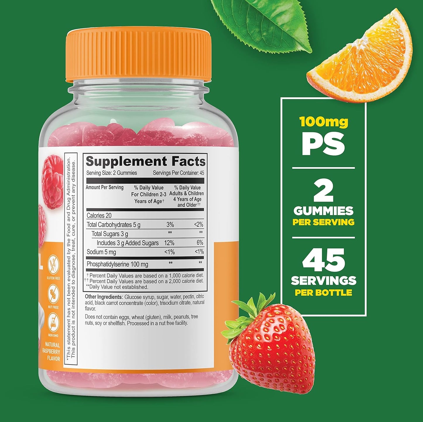Kids Prebiotic Fiber and Phosphatidylserine (PS) Gummies Bundle - Gluten Free, GMO Free, Chewable Vitamin Supplement for Children