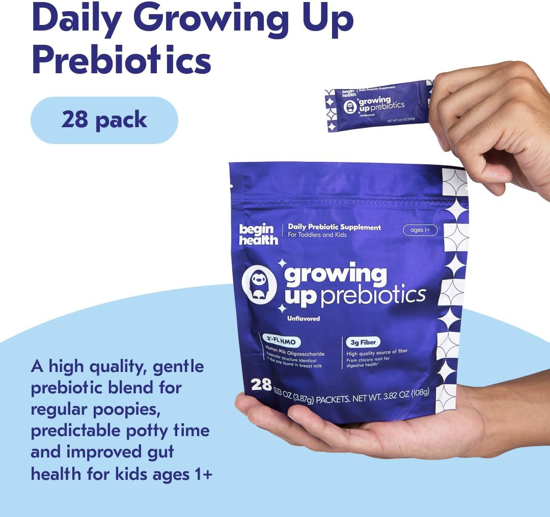 Kids Prebiotic Soluble Powder Supplement | 28-Pack Stool Softeners for Digestive Health | Mix with Daily Beverages - Unflavored - BoostGo Australia