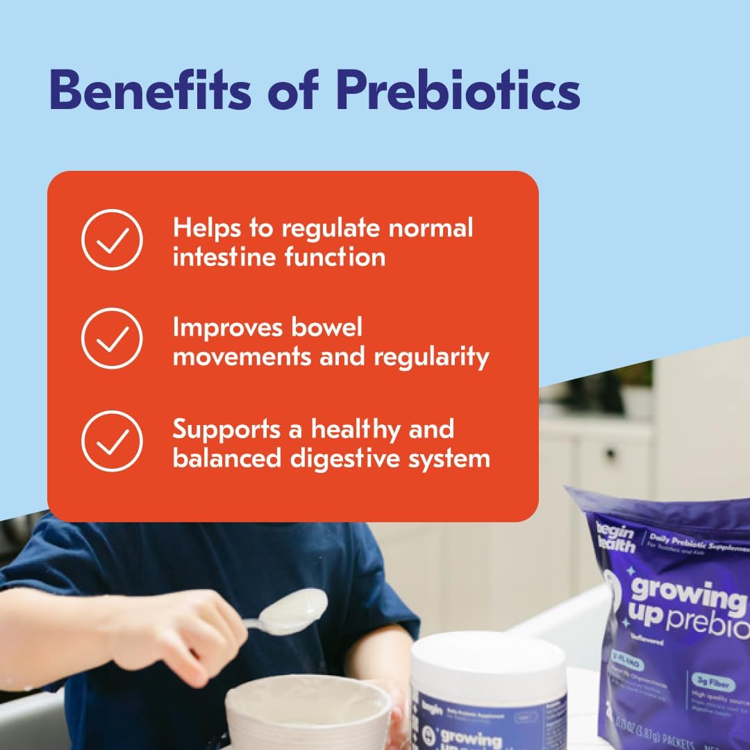 Kids Prebiotic Soluble Powder Supplement | 28-Pack Stool Softeners for Digestive Health | Mix with Daily Beverages - Unflavored - BoostGo Australia