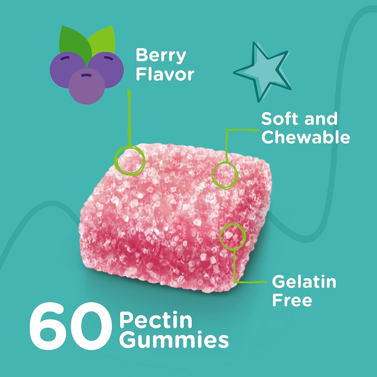 Kids Probiotic Gummies - 5 Billion CFUs for Constipation Relief & Immune Support - Vegetarian, Gelatin Free, GMO Free - Berry Flavored Chewable Gummy