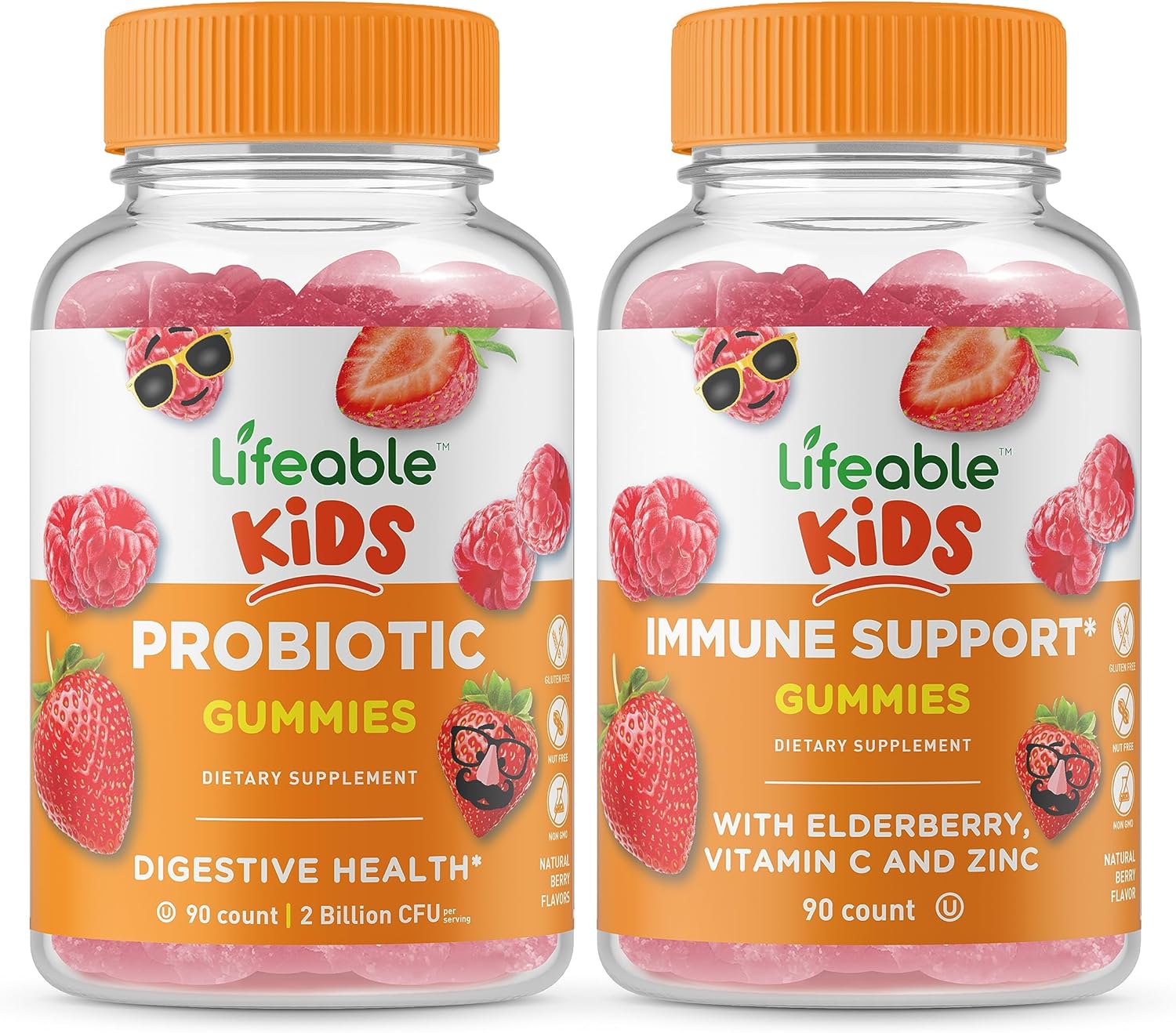 Kids Probiotic Gummies Bundle - 2 Billion CFU + Immune Support, Great Tasting, Vitamin Supplement, Gluten & GMO Free