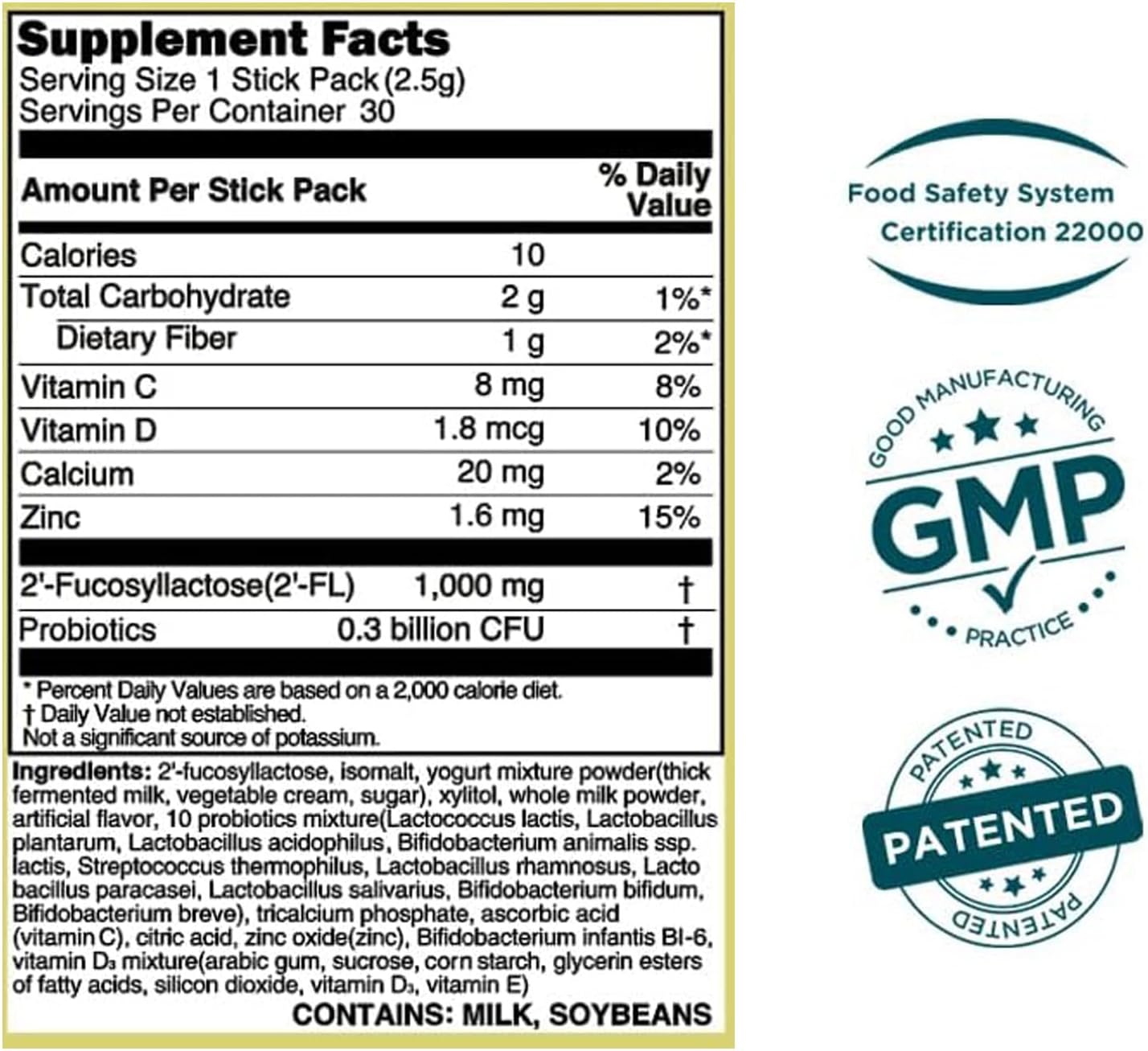 Kids Probiotic Supplement with 1000mg 2'-FL HMO Prebiotics, Patented 11 Strains for Healthy Gut Microbiome, Immune Support, Digestive Health, IBS Relief - 30 Sticks
