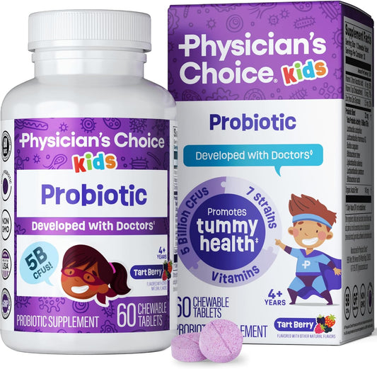 Kids Probiotic Supplement with 7 Strains, Prebiotics, Vitamins, Minerals - Supports Immune & Digestive Health - 60ct