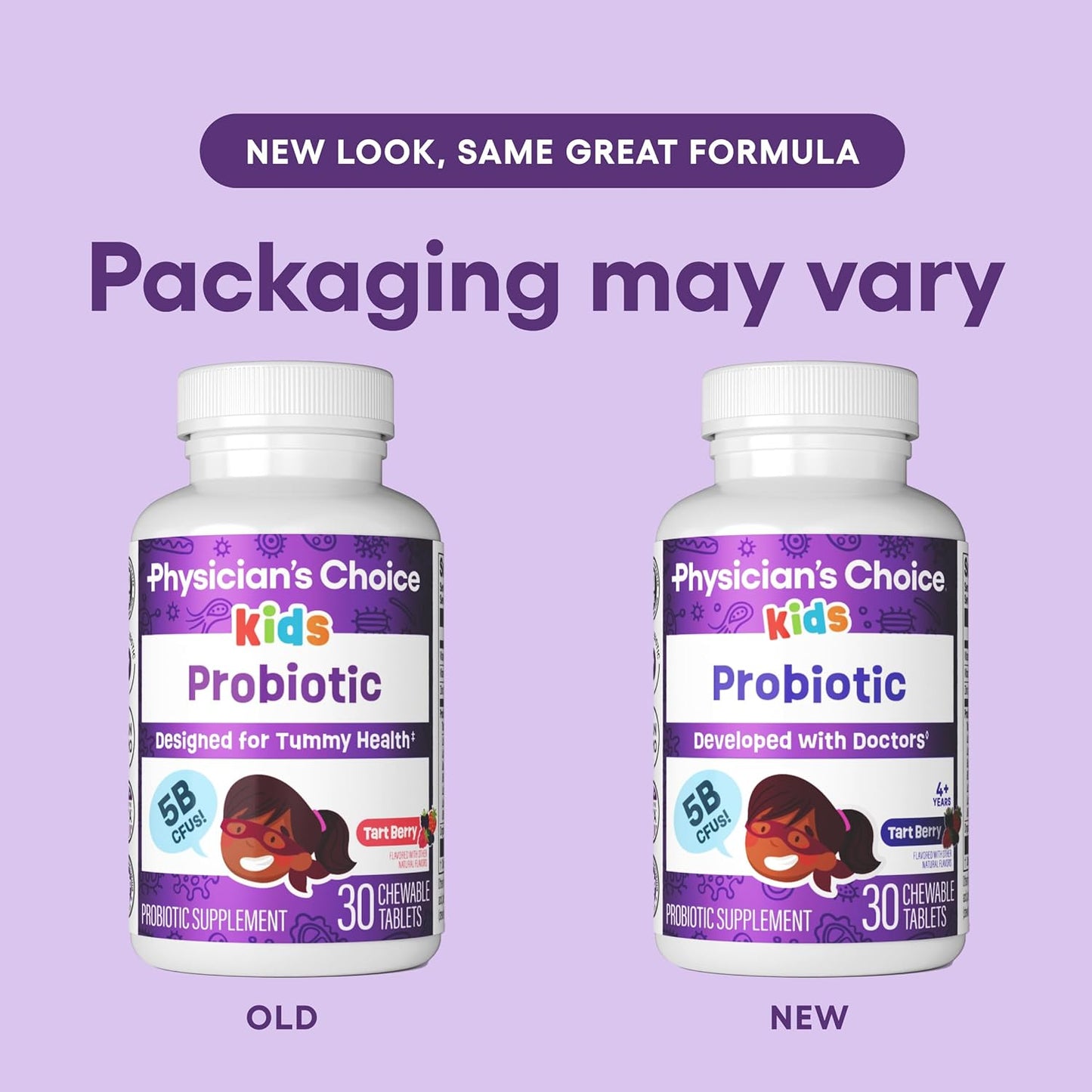 Kids Probiotic Supplement with 7 Strains, Prebiotics, Vitamins, Minerals - Supports Immune & Digestive Health - 60ct