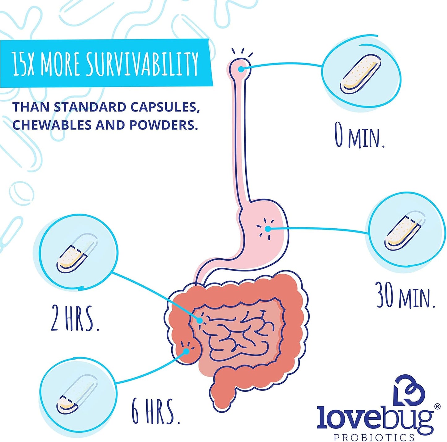 Kids Probiotics with Added Prebiotic Fiber - 120 Pearls, 3 Billion CFU - Lovebug PROBIOTICS, Allergen-Free & Non-GMO
