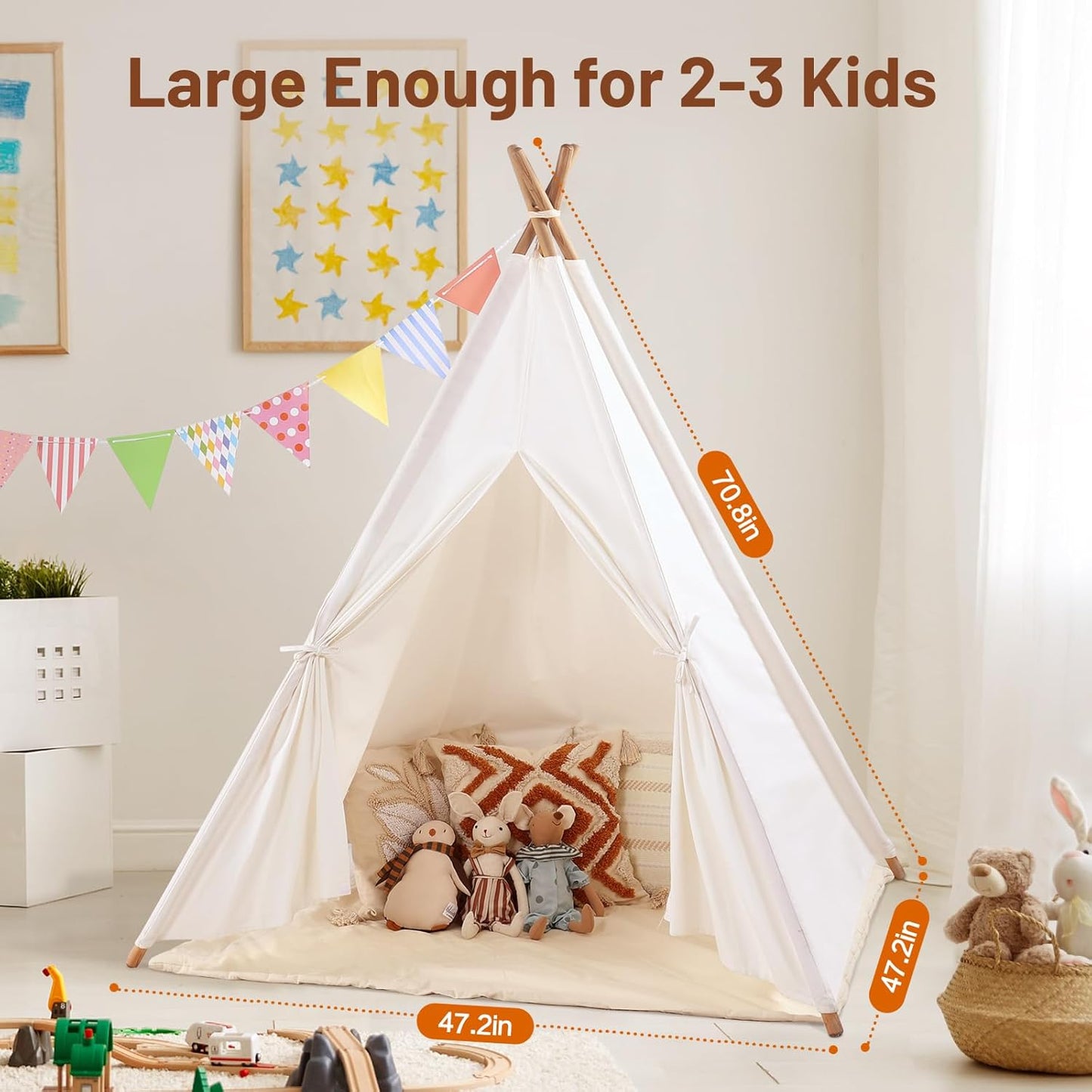 Kids Teepee Tent for Boys and Girls - Indoor Outdoor Playhouse Toy for Children - Sumbababy Kids Teepee Tent with Gifts for Fun Games