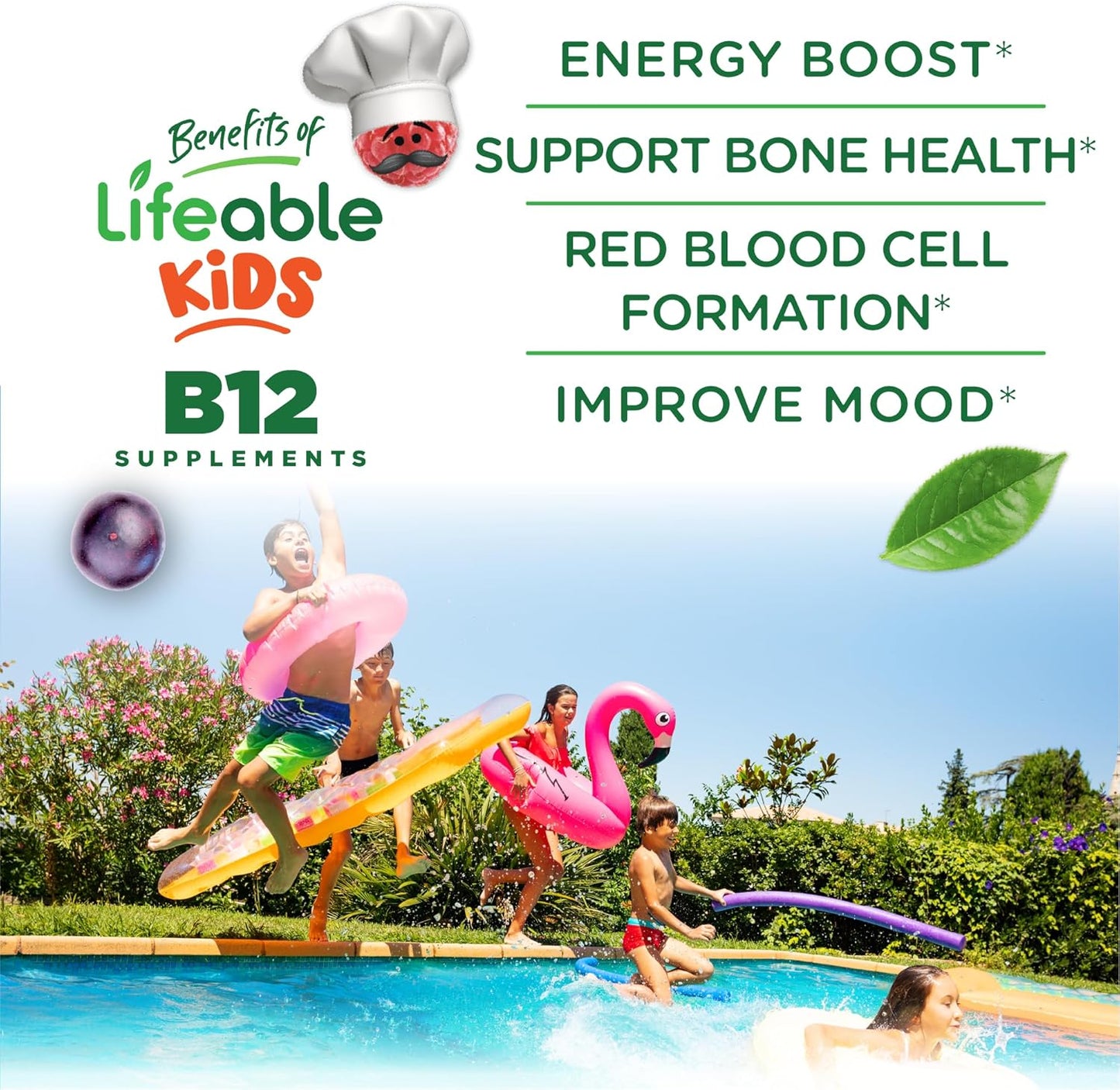 Kids Vitamin B12 Gummies | 1000 mcg | Sugar Free | Energy, Mood, and Metabolism Support | B12 Vitamins for Boys and Girls | 90 Gummies
