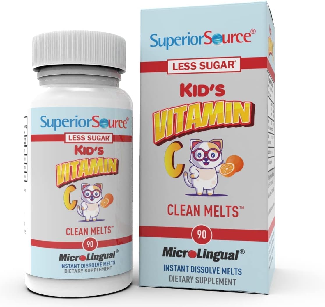 Kid’s Vitamin C (125 mg) MicroLingual Tablets - 90 Ct, Quick Dissolve Clean Melts for Immune System Support, Non-GMO Option