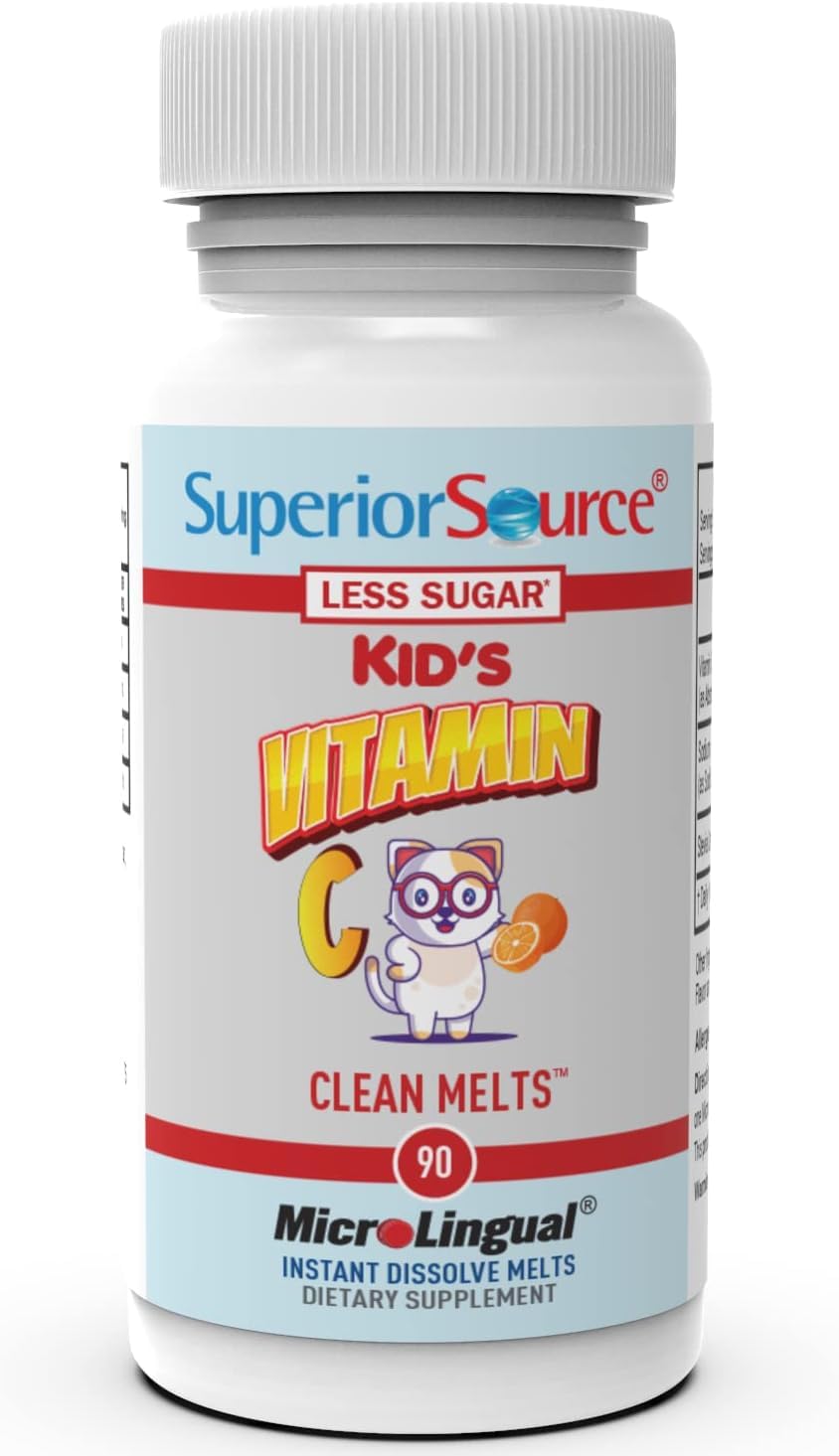 Kid’s Vitamin C (125 mg) MicroLingual Tablets - 90 Ct, Quick Dissolve Clean Melts for Immune System Support, Non-GMO Option