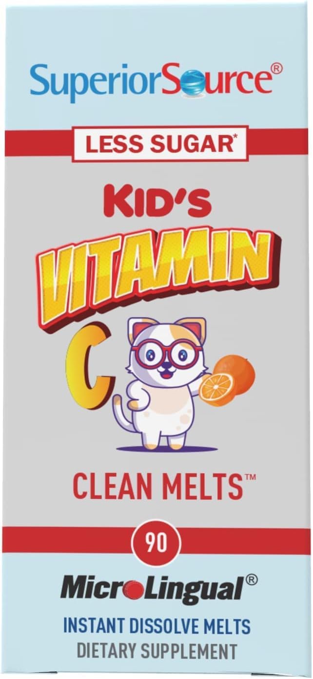 Kid’s Vitamin C (125 mg) MicroLingual Tablets - 90 Ct, Quick Dissolve Clean Melts for Immune System Support, Non-GMO Option