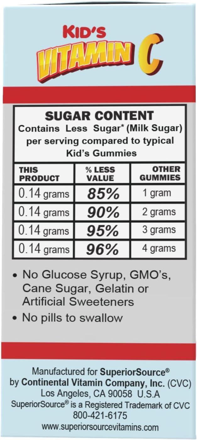 Kid’s Vitamin C (125 mg) MicroLingual Tablets - 90 Ct, Quick Dissolve Clean Melts for Immune System Support, Non-GMO Option