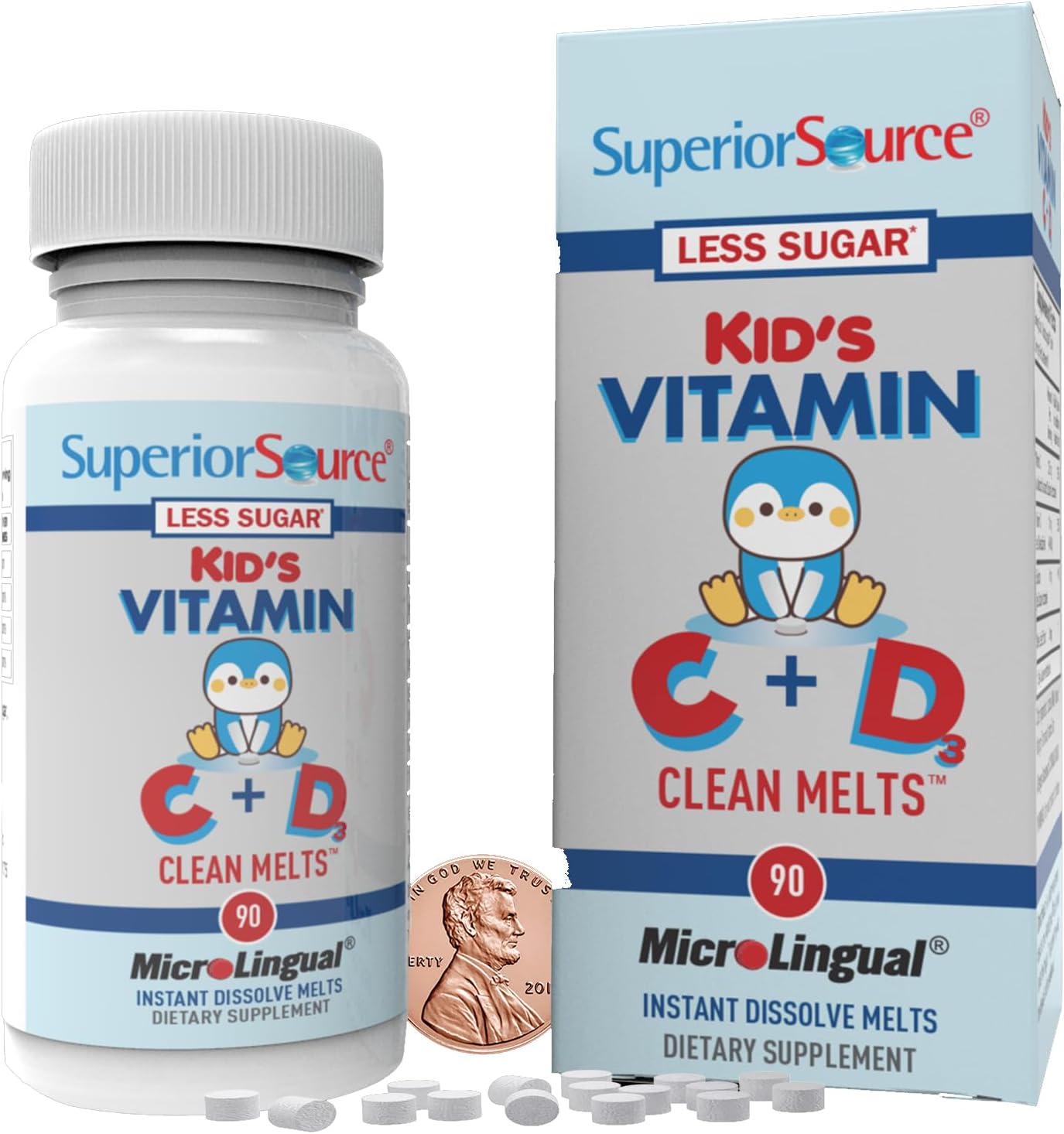 Kids' Vitamin C + D3 MicroLingual Tablets, 90 Ct, Quick Dissolve, Immune Support, Non-GMO, Gummy Alternative
