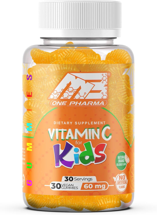 Kids Vitamin C Gummies for Immune Support - Natural Orange Flavor - Vegetarian, Non-GMO - 30 Day Supply