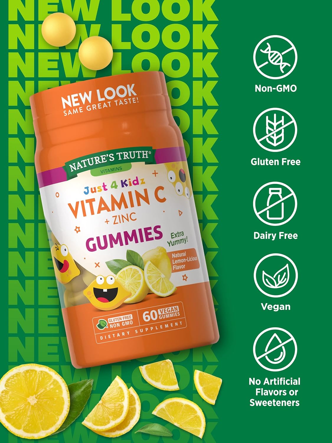 Kids' Vitamin C Gummies with Zinc - 60 Count | Vegan, Non-GMO & Gluten Free by Nature's Truth