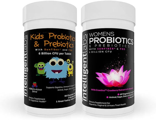 Kids & Women's Probiotics Bundle with Sunfiber, FOS, Cranberry, and D-Mannose - 2 Months Supply, No Refrigeration Needed