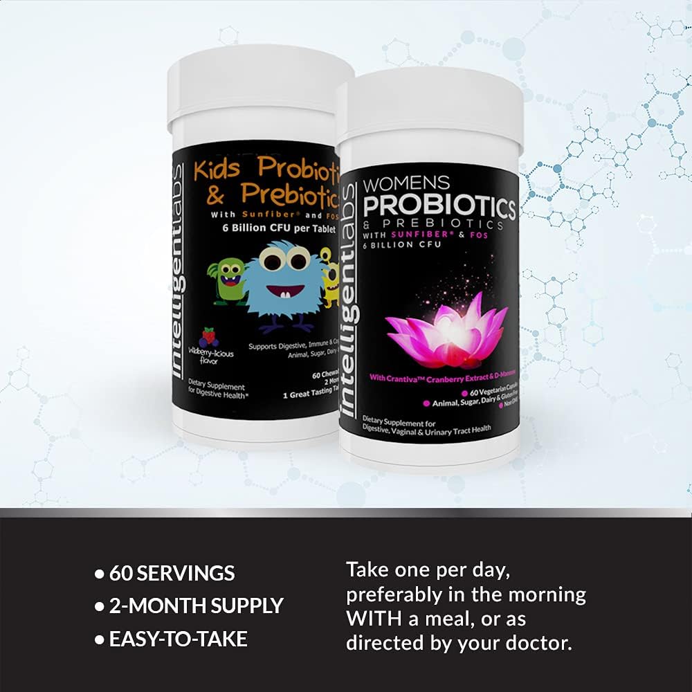 Kids & Women's Probiotics Bundle with Sunfiber, FOS, Cranberry, and D-Mannose - 2 Months Supply, No Refrigeration Needed