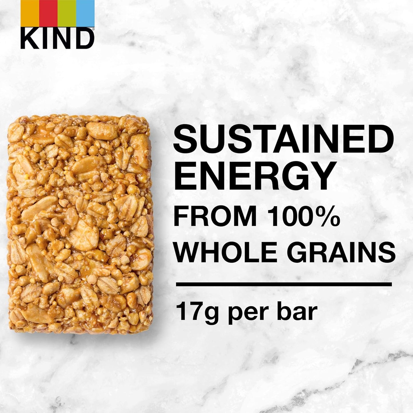 KIND Energy Bars, Peanut Butter Flavor, Healthy Gluten-Free Snacks with 10g Protein, 30 Count Pack