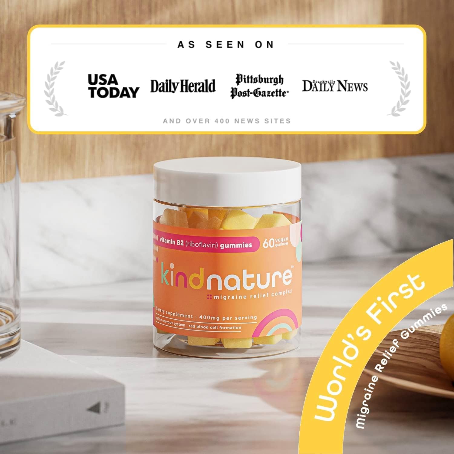 Kind Nature B-Vitamin Boost Gummies: B1 Thiamine 500mg & B2 Riboflavin 400mg for Kids & Adults - Delicious & Nutritious Option