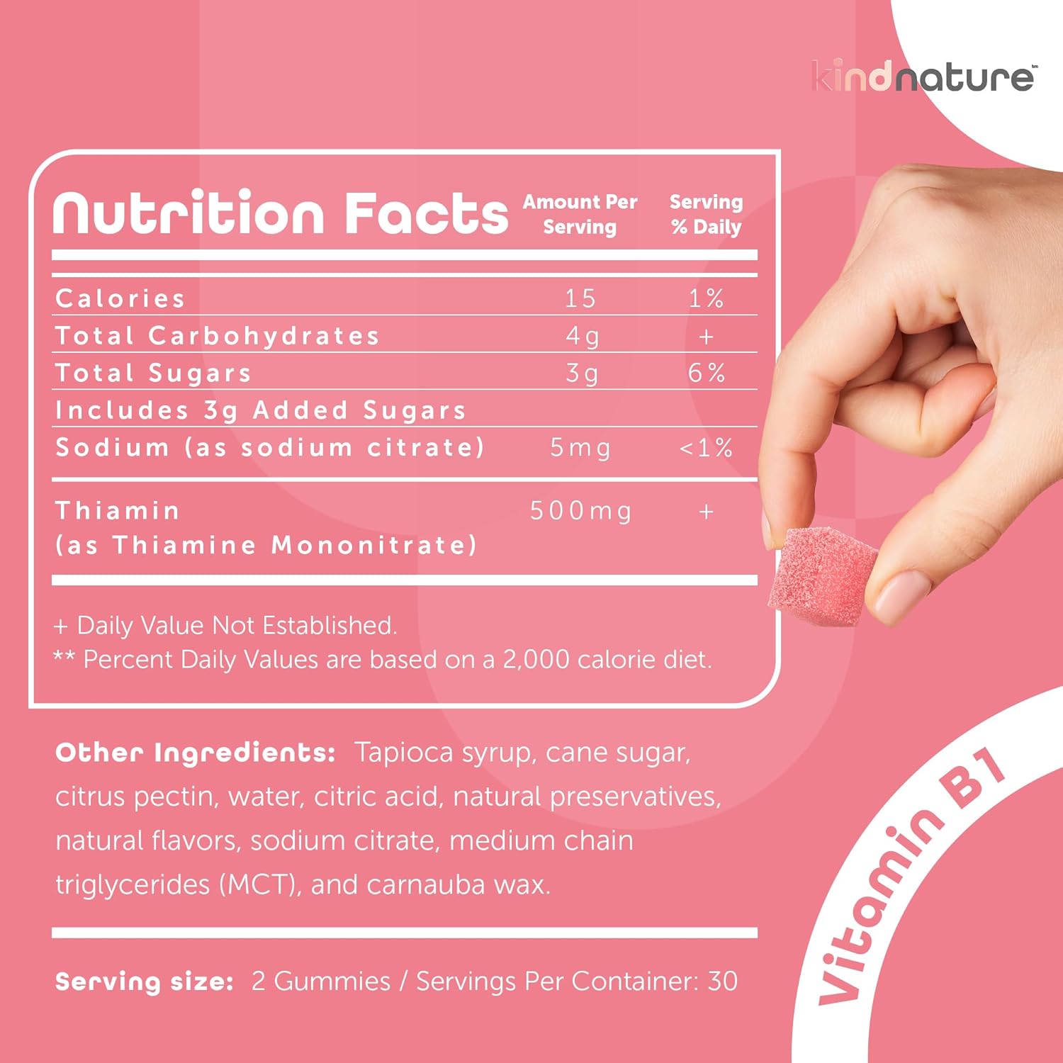 Kind Nature B-Vitamin Boost Gummies: B1 Thiamine 500mg & B2 Riboflavin 400mg for Kids & Adults - Delicious & Nutritious Option