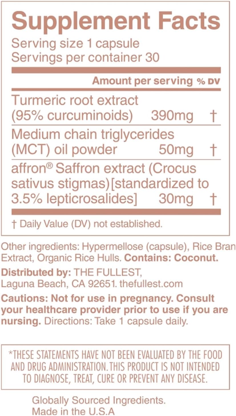Kinder Thoughts Saffron Capsules - Mood, Energy, Focus Boost - Gluten-Free & Vegan - 30 Capsules
