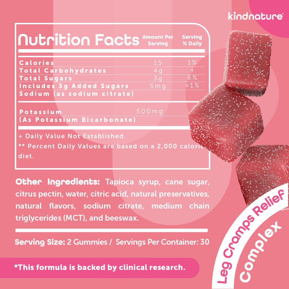 Kindnature Potassium & Riboflavin Gummies - 500mg Potassium & 400mg Riboflavin Chewables for Adults & Kids