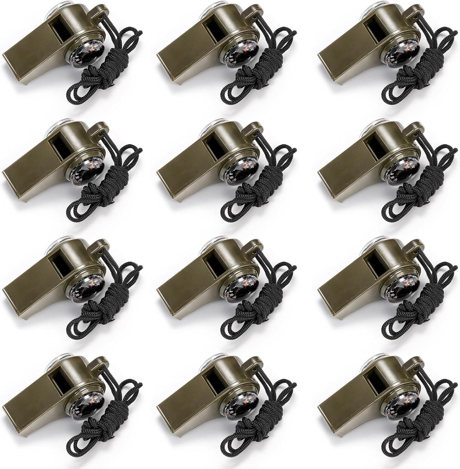 Kingrol 12 Pack Safety Whistles with Lanyard for Adults - Loud Emergency Whistles for Boating, Hiking, Camping, Climbing