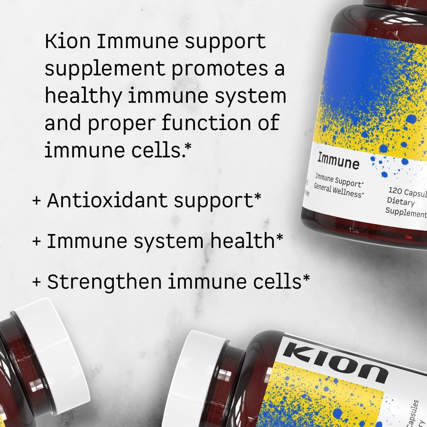 Kion Immune Support Supplement with 500mg Vitamin C and 10mg Zinc - 120 Servings for Everyday Wellness
