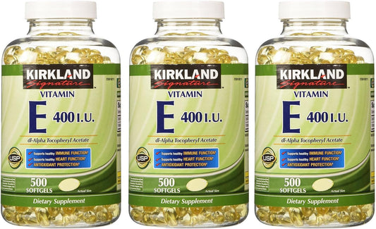 Kirkland Signature Vitamin E 400 IU Softgels - 1500 Count, Pack of 3 - Antioxidant Support Supplement